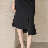 Mermaid unbalanced midi skirt black
