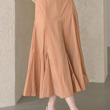 Flared maxi skirt salmon
