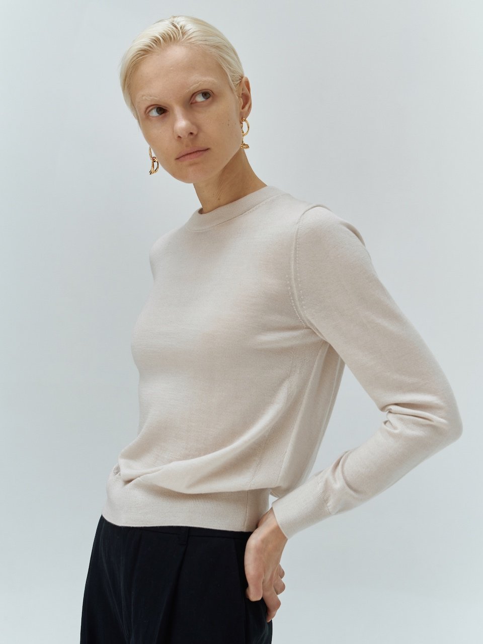 Silk cashmere pullover ivory - fasfas