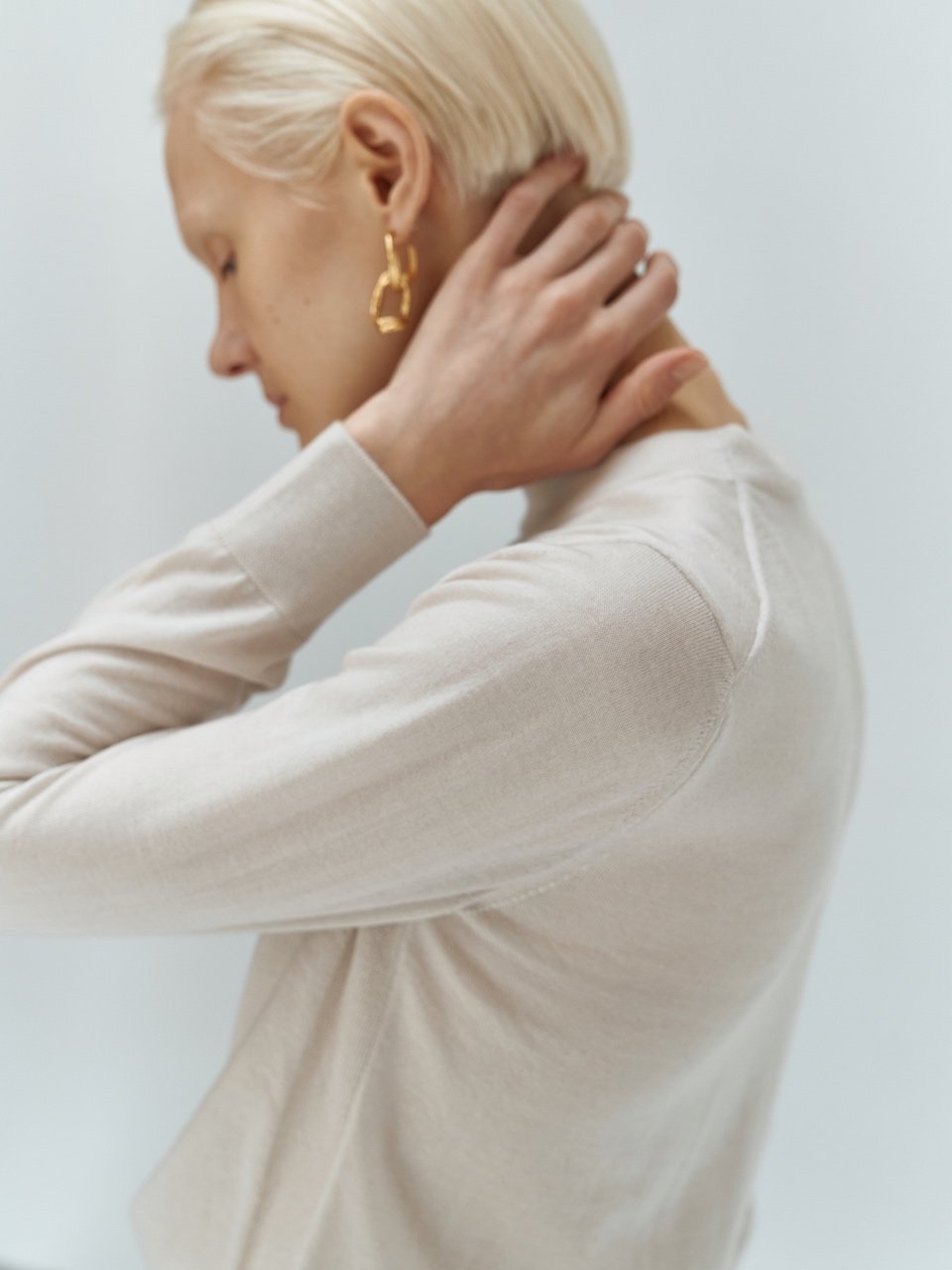 Silk cashmere pullover ivory - fasfas