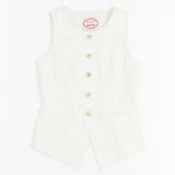 Tailored linen blended vest ivory