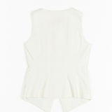 Tailored linen blended vest ivory