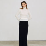 Super fine long skirt black – italy merino wool 100% - fasfas