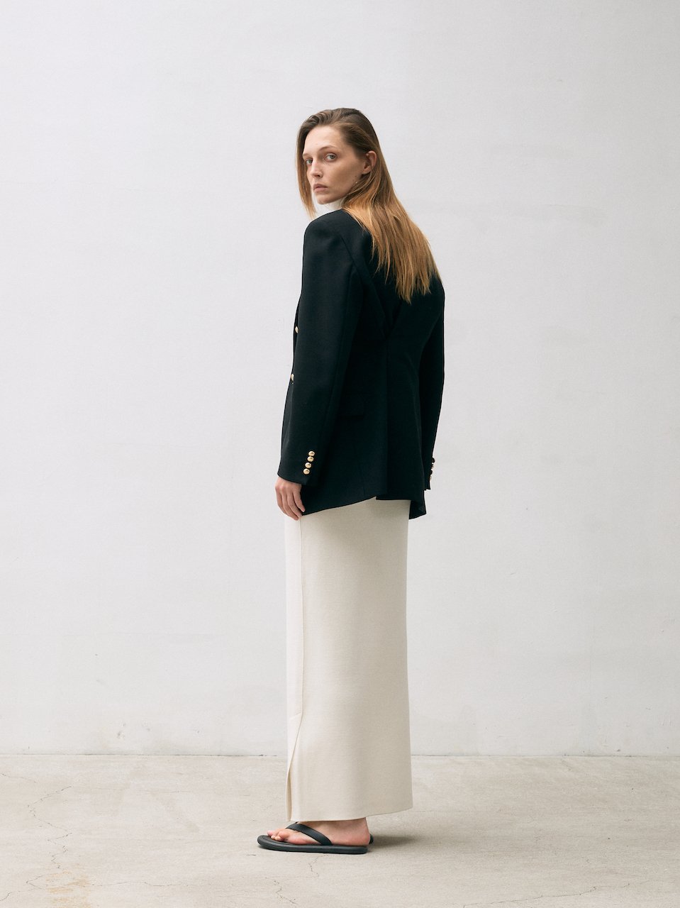 Super fine long skirt ivory – italy merino wool 100% - fasfas