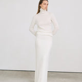 Super fine long skirt ivory – italy merino wool 100% - fasfas