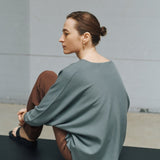 V-neck loose pullover green - merino mercerized wool 100% – - fasfas