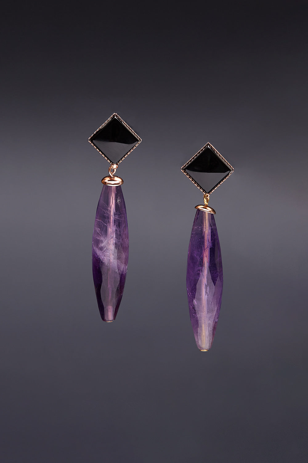 Amethyst idiocracy earrings(clip-on earrings) - fasfas