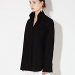 Pattie open collar shirt black - fasfas
