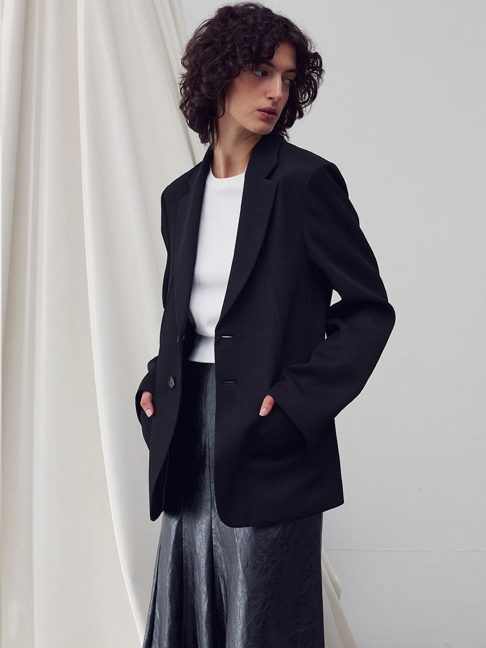 Twill blazer jacket black - fasfas