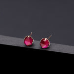 8mm cherry tigereyes core earrings(clip-on-option) - fasfas