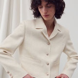 Wool-blend tweed jacket cream - fasfas