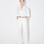 Lea pants with leather belt ivory - fasfas