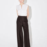 Vanessa straight pants dark brown - fasfas