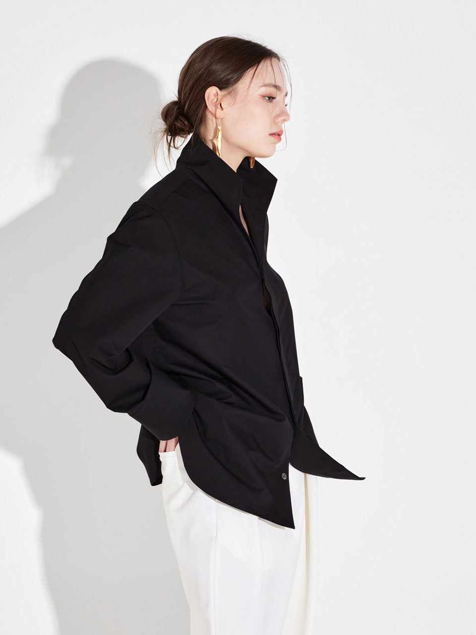 Pattie open collar shirt black - fasfas