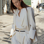 Marion asymmetrical relaxed jacket ivory - fasfas