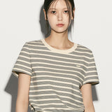 Logo striped t-shirt ivory