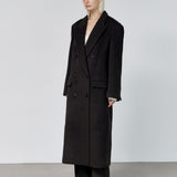 Noman double breasted cashmere coat dark brown - fasfas