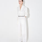 Lea pants with leather belt ivory - fasfas