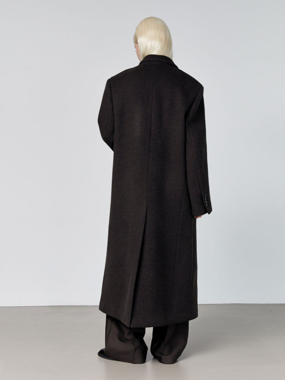 Noman double breasted cashmere coat dark brown - fasfas
