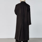 Noman double breasted cashmere coat dark brown - fasfas