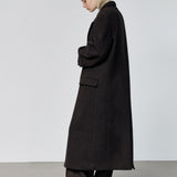 Noman double breasted cashmere coat dark brown - fasfas