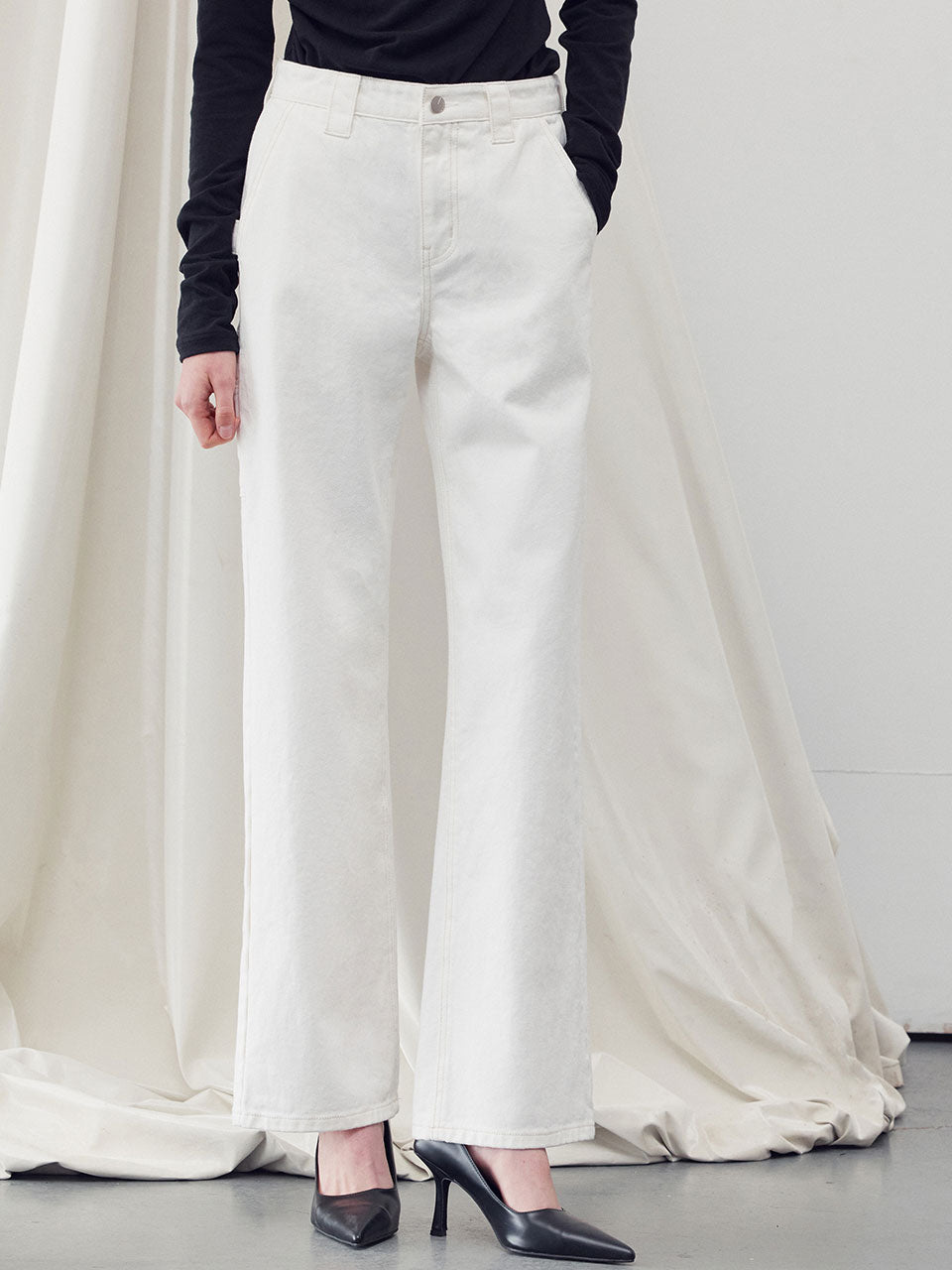 Denim cargo pants white - fasfas