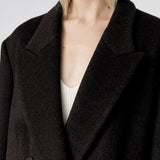 Noman double breasted cashmere coat dark brown - fasfas
