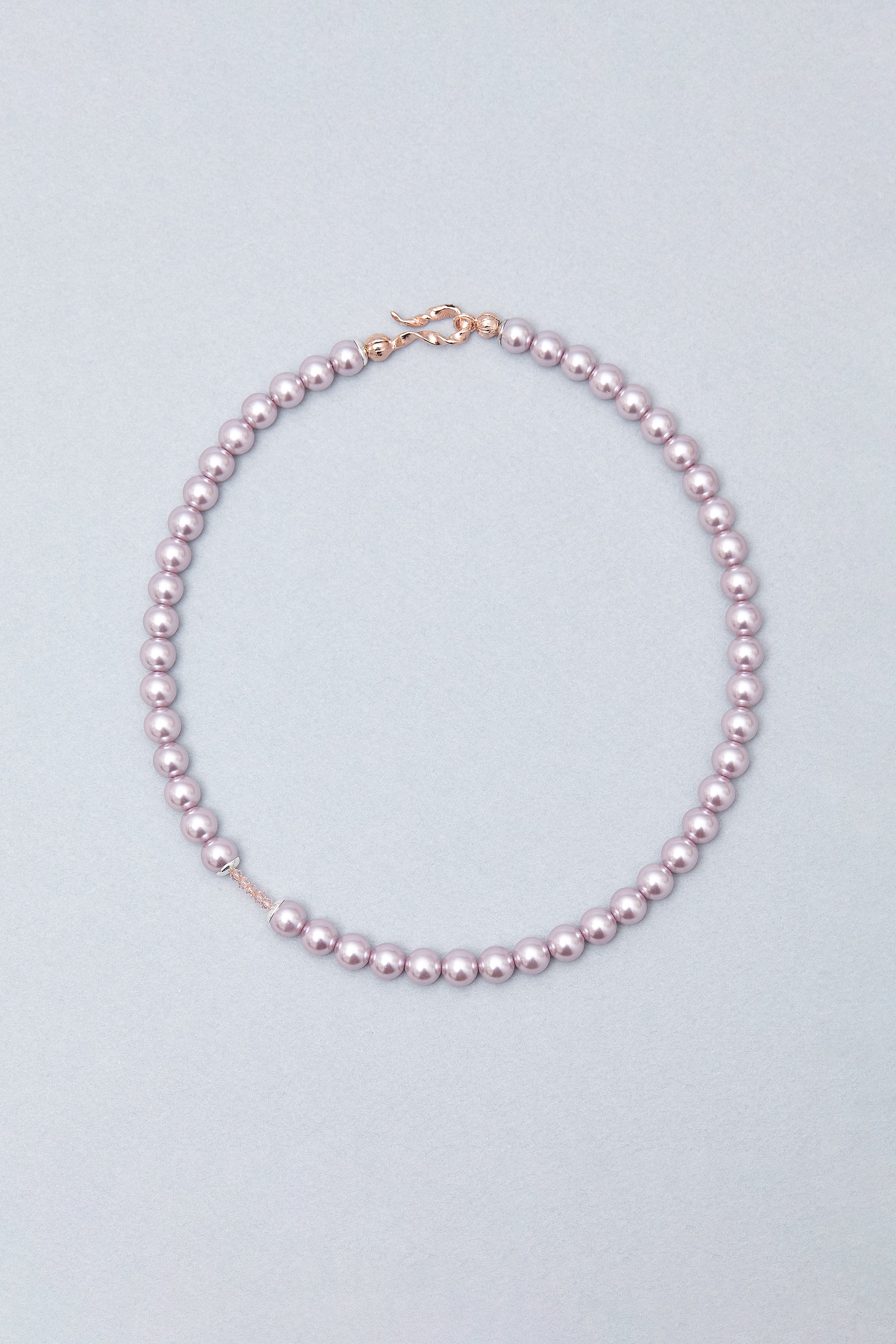 Lilac pastel purple pearl necklace (8mm) - fasfas
