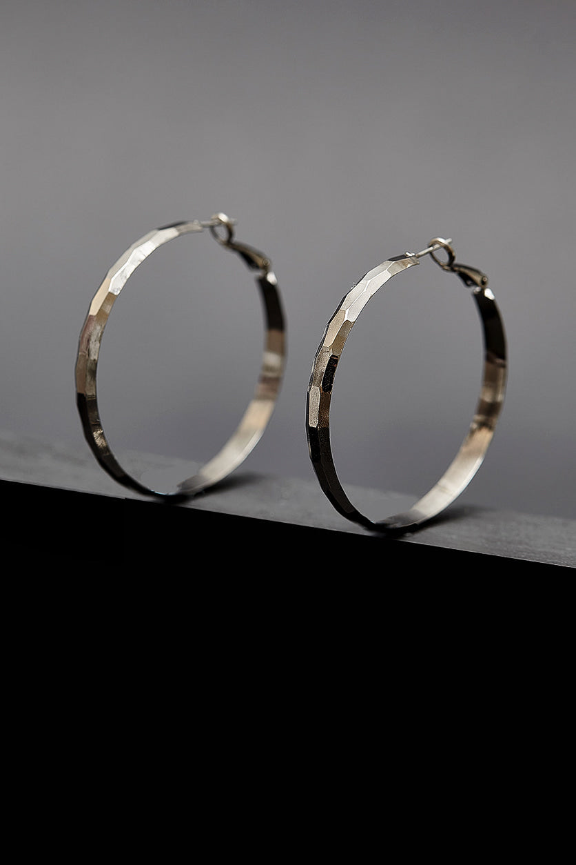 Hammer texture hoop earrings(3 colors) - fasfas