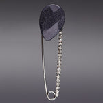 Blue sandstone safety pin brooc - fasfas