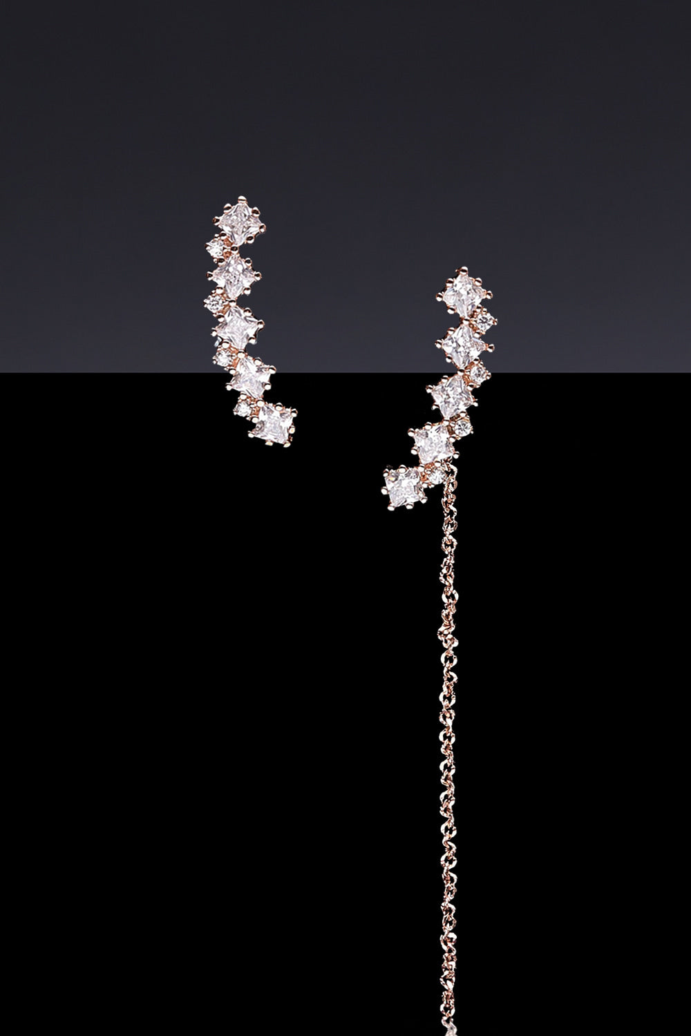Etoile mismatched dramatic earrings rosegold - fasfas