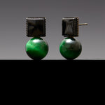 10mm green tiger eyes onyx earrings(clip-on-option) - fasfas