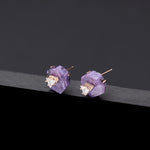 Charoite core poise earrings(clip-on earrings) - fasfas