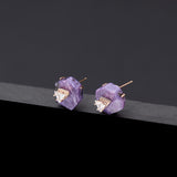 Charoite core poise earrings(clip-on earrings) - fasfas