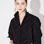 Pattie open collar shirt black - fasfas