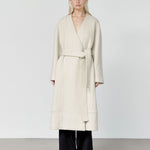 Nouvel collarless wool coat ivory sand - fasfas