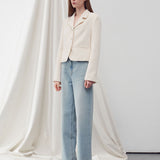 Single-breasted tweed jacket cream - fasfas
