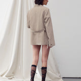 D-ring belted jacket beige - fasfas