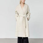 Nouvel collarless wool coat ivory sand - fasfas