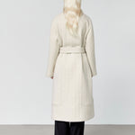 Nouvel collarless wool coat ivory sand - fasfas