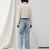 Wool-blend tweed jacket cream - fasfas