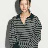 Rugby striped polo shirt midnight navy