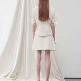 Square neck half sleeves tweed jacket ivory - fasfas