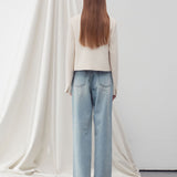 Single-breasted tweed jacket cream - fasfas