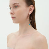 Blue tiger eyes hexagon earrings(clip-on earrings) - fasfas