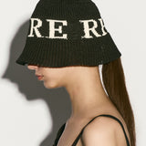 Logo knitted bucket hat black