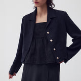 Wool-blend tweed jacket Midnight navy - fasfas