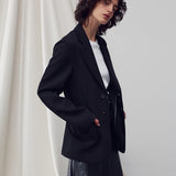 Twill blazer jacket black - fasfas