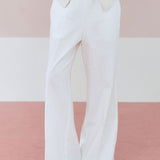Linen blended string pants Ivory