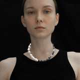 Simulated baroque pearl mix necklace - fasfas